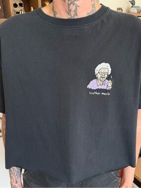 Brother Merle Cropped Faded Black Skateboarding S/S Tee ~ Size Large